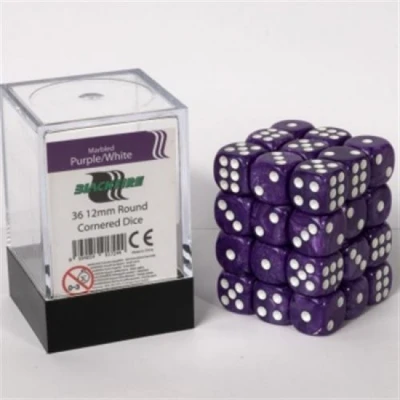 Dice Cube - Set 36 Dadi D6 12mm - Marbled Purple/white Main