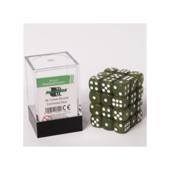 Blackfire Dice Cube - Set 36 Dadi D6 12mm - Marbled Pearlized Green Main