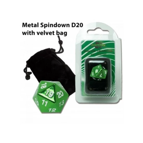 Dado D20 Spindown In Metallo Con Sacchetto In Velluto - Green Main