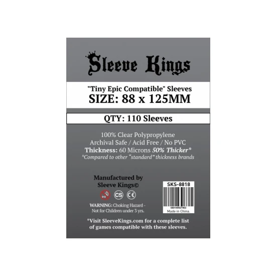 Sleeve Kings Tiny Epic Compatible Sleeves (88x125mm) 110 Pack 60 Microns